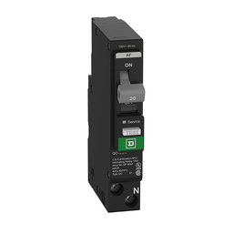 QO120PAF – Mini circuit breaker, QO, 20A, 1 pole, 120VAC, 10kA, plug in, combo ARC fault, plug on neutral