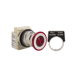 9001KR8P1R – Head for spring return push button, Harmony 9001K, metal, red mushroom 41mm, 30mm, 3 positions, 110…120V