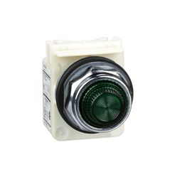 9001KP1G31 – Pilot light, Harmony 9001K, metal, polycarbonate, fresnel lens, green, 30mm, 120VAC