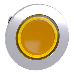 ZB4FW383 – Head for illuminated push button, Harmony XB4, metal, yellow flush, 30mm, universal LED, stay put, plain lens, unmarked