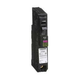 QO120PDF – Mini circuit breaker, QO, 20A, 1 pole, 120VAC, 10kA, plug in, dual function, plug on neutral