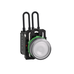 XB5AW21B5 – Push-to-test pilot light, Harmony XB5, plastic, white, universal LED, screw clamp terminals, 24V