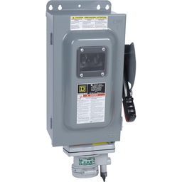 HU362AWAVW – Safety switch, heavy duty, non fusible, 60A, 600VAC/DC, 3 poles, 60HP, NEMA 12K, Appleton receptacle, viewing window