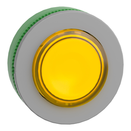ZB5FW183C0 – Head for illuminated push button, Harmony XB5, grey bezel, yellow projecting, 30mm, universal LED, spring return, unmarked