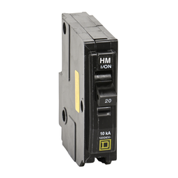 QO1205264 – Mini circuit breaker, QO, 20A, 1 pole, 120/240VAC, 10kA, plug in, high magnetic, qty 10
