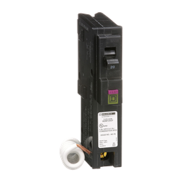 HOM120DF – Mini circuit breaker, Homeline, 20A, 1 pole, 120VAC, 10kA AIR, combo ARC/ground fault, plug in, UL