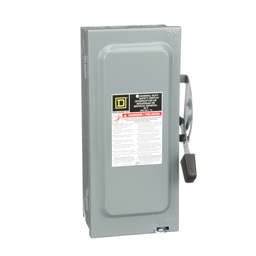 D322N – Safety switch, general duty, fusible, 60A, 3 pole, 15hp, 240VAC, NEMA 1, neutral factory installed