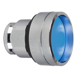 ZB4BA66 – Head for illuminated push button, Harmony XB4, metal, blue recessed, 22mm, spring return, high guard, unmarked