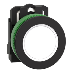 XB5FVB1 – Pilot light, Harmony XB5, antimicrobial, grey plastic, white flush mounted, 30mm, universal LED, plain lens, 24V AC DC