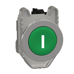 XB4FA3311 – Push button flush mounted, Harmony XB4, metal, green, 30mm, spring return, marked I, 1NO
