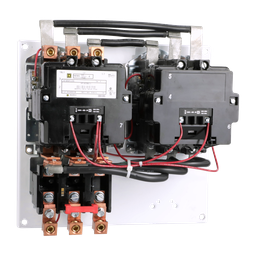 8736SFO3V02S – NEMA starter, Type S, reversing, horizontal, Size 4, 135A, 100HP at 575VAC, 10kA SCCR, 3 phase, 3 pole, melting alloy overload, 120VAC coil, open