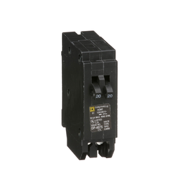 HOMT2020 – Tandem circuit breaker, Homeline, 2 x 1 pole at 20A, 120/240VAC, 10kA AIR, plug in, UL