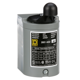 2601AG2S2 – Switch, reversing drum, 2 HP at 230 VAC single phase, 2 HP at 575 VAC polyphase, handle operated, NEMA 1 enclosure