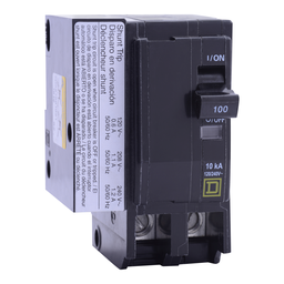 QO2101021 – Mini circuit breaker, QO, 10A, 2 pole, 120/240VAC, 10kA, plug in, AC shunt