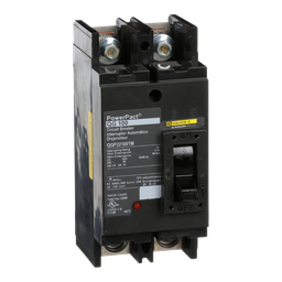 QGP22100TM – Circuit breaker, PowerPacT Q, 100A, 2 pole, 240VAC, 65kA, lugs, thermal magnetic, 80%, bottom of panel