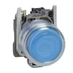 XB4BP61 – Push button, Harmony XB4, metal, projecting, blue, 22mm, spring return, booted, unmarked, 1NO