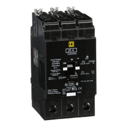 EJB34025 – Mini circuit breaker, E-Frame, 25A, 3 pole, 480Y/277VAC, 100kA max, bolt on