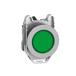 XB4FVB3 – Pilot light, Harmony XB4,metal, green flush mounted, 30mm, universal LED, plain lens, 24V AC DC