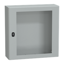 NSYS3D6620T – Wall mounted steel enclosure, PanelSeT S3D, transparent door, without mounting plate, 600x600x200mm, IP66, IK08