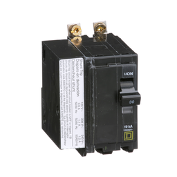 QOB2301021 – Mini circuit breaker, QO, 30A, 2 pole, 120/240VAC, 10kA, bolt on, AC shunt