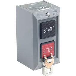 9001BG204 – Complete control station, Harmony 9001B, 2 push buttons START/STOP, Lockout on Stop, 5A, 600V AC, 1NO   1NC, NEMA 1