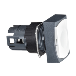 ZB6DA1 – Head for non illuminated push button, Harmony XB6, white rectangular flush, 16mm, integral LED, spring return, unmarked