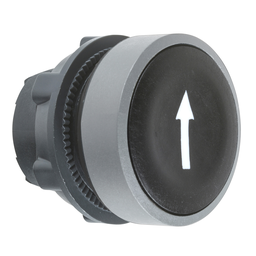 ZB5AA335C0 – Push button head, Harmony XB5, plastic, flush, black, 22mm, spring return, marked DOWN ARROW, grey bezel