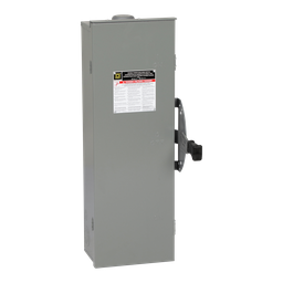 DTU362RB – Safety switch, double throw, non fusible, 60A, 600V, 3 pole, 60HP, NEMA 3R, bolt on provision
