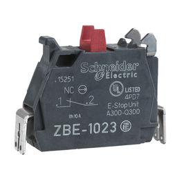 ZBE1023 – Single contact block, Harmony XB4, silver alloy, faston connector, 1 NC, front mounting