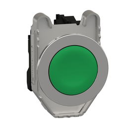 XB4FA31 – Push button flush mounted, Harmony XB4, metal, green, 30mm, spring return, unmarked, 1NO