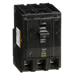 QO340VH – Mini circuit breaker, QO, 40A, 3 pole, 120/240VAC, 22kA, plug in