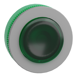 ZB5FH33C0 – Head for illuminated push button, Harmony XB5, grey bezel, green projecting, 30mm, universal LED, push-push, unmarked