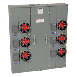 MPH66125 – Meter center, MP Meter-Pak, 6 sockets, horn bypass, 5 jaws, 600A bus, 125A max breaker rating, ringless