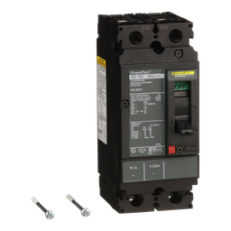 HDL26070 – Circuit breaker, PowerPacT H, 70A, 2 pole, 600VAC, 14kA, lugs, thermal magnetic, 80%