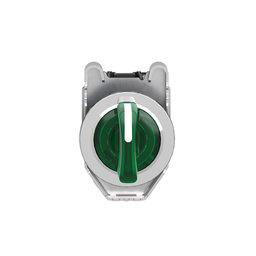 XB4FK133G5 – Illuminated selector switch, Harmony XB4, metal, green handle, 30mm, universal LED, 3 positions, 1NO   1NC, 110…120V AC
