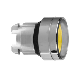 ZB4BA56 – Head for illuminated push button, Harmony XB4, metal, yellow recessed, 22mm, spring return, high guard, unmarked
