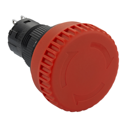 XB6ETN521P – Complete non illuminated mushroom head push button, Harmony XB6E, 16mm, red pushbutton 32mm, trigger turn pull to release, 2NC