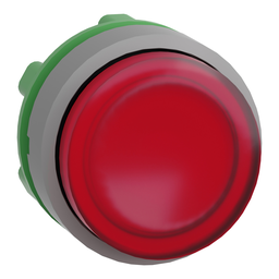 ZB5AW143C0 – Head for illuminated push button, Harmony XB5, grey bezel, red projecting, 22mm, universal LED, spring return, plain lens