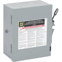 C92251 – Safety switch, double throw, non fusible, 30A, 240 VAC/250 VDC, 2 poles, NEMA 1