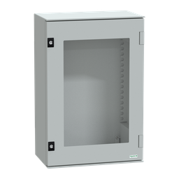 NSYPLM64TG – Wall mounted polyester enclosure, Thalassa PLM, glazed door, 647x436x250mm, IP66, IK08, RAL 7035