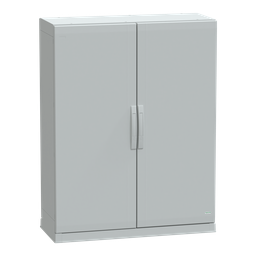 NSYPLAZ12104G – Floor standing polyester enclosure, Thalassa PLA, plain door, open bottom, 1250x1000x420mm, IP54, IK10