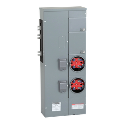 EZM112225 – Branch unit, EZ Meter-Pak, 225A, 2 x 4 jaw sockets, 120/240VAC, no bypass, ringed, 800A Al busbar