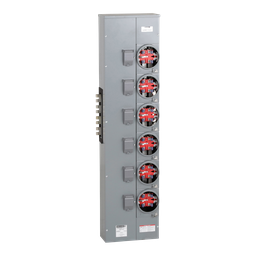EZMR316225 – Branch unit, EZ Meter-Pak, 225A, 6 x 5 jaw sockets, 208Y/120VAC, no bypass, ringless, 1200A Al/Cu busbar