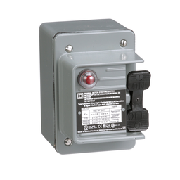 2510KW2B – Switch, manual, 30A, 3 pole, 10 HP at 575 VAC, three phase, toggle operated, red 208/277 VAC indicator, NEMA 4 enclosure