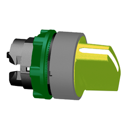 ZB5AD205C0 – Selector switch head, Harmony XB5, plastic, yellow, 22mm, 2 positions, stay put, grey bezel