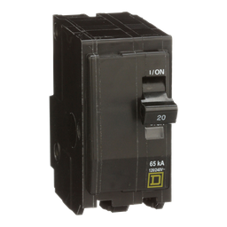 QH220 – Mini circuit breaker, QO, 20A, 2 pole, 120/240VAC, 65kA, plug in