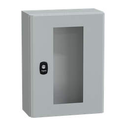 NSYS3D4315T – Wall mounted steel enclosure, PanelSeT S3D, transparent door, without mounting plate, 400x300x150mm, IP66, IK08