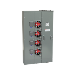 MPH64200 – Meter center, MP Meter-Pak, 4 sockets, horn bypass, 5 jaws, 600A bus, 200A max breaker rating, ringless