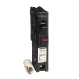 CHOM115DF – Mini circuit breaker, Homeline, 15A, 1 pole, 120VAC, 10kA AIR, combo ARC/ground fault, plug in, UL
