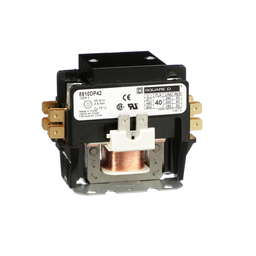 8910DP42V09 – Contactor, Definite Purpose, 40A, 2 pole, 208/240VAC coil at 60Hz, 220VAC coil at 50Hz, open